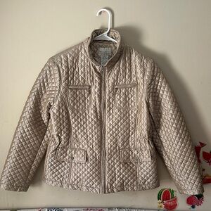 Talbots Quilted Puffer Jacket in Beige Taupe